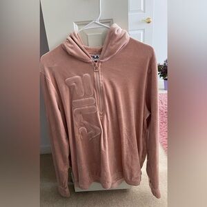 Fila Blush Velour Half-Zip Hoodie